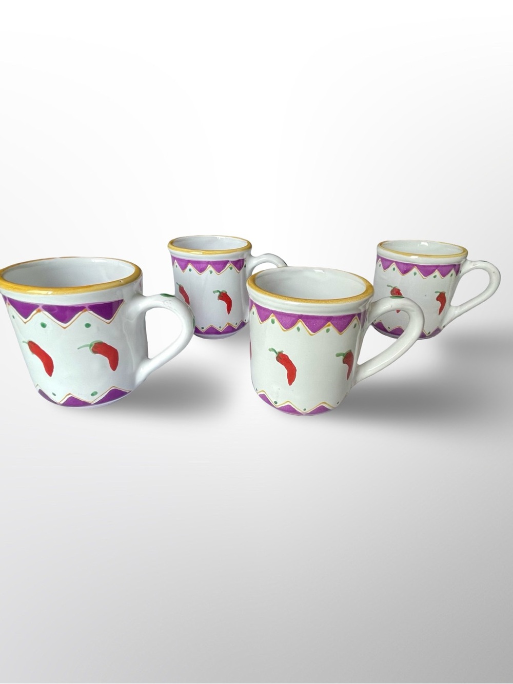 Set of 4 Handcrafted Mugs, Hungary by SKM Sárospatak Kerámia Manufaktúra